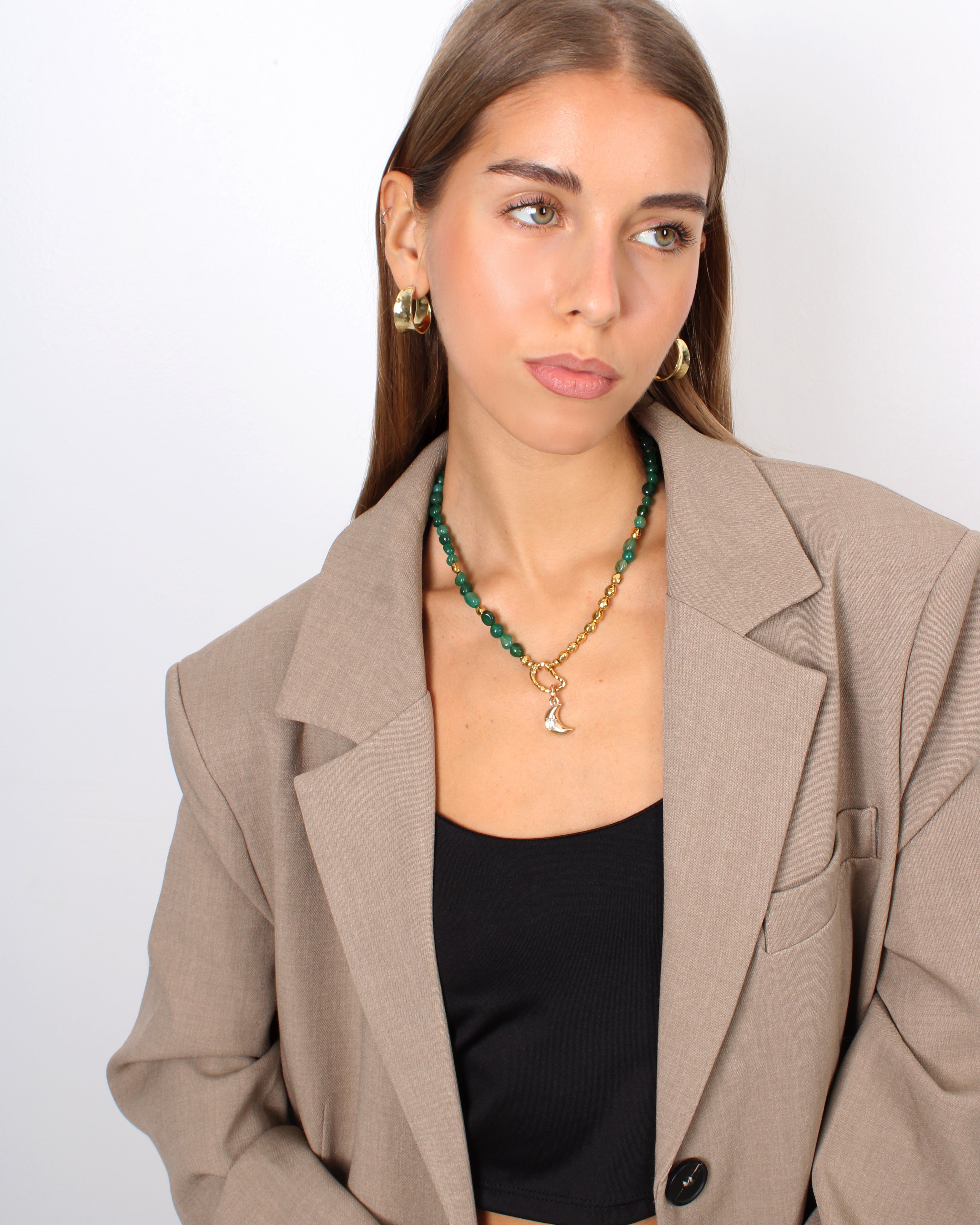 Charm Luna – Pingente Lua com Cristal Banhado a Ouro 18k