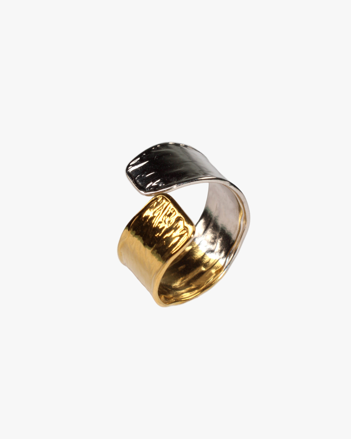 Lumira – Anel Texturizado Bicolor Ajustável Banhado a Ouro 18k