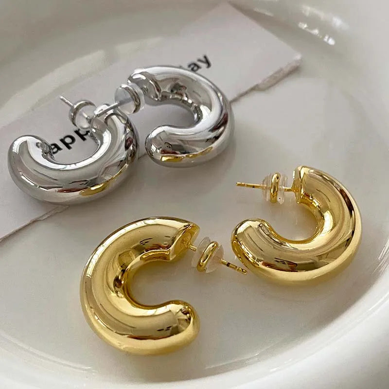 Roma – Argolas C‑Shape Chunky Minimalistas