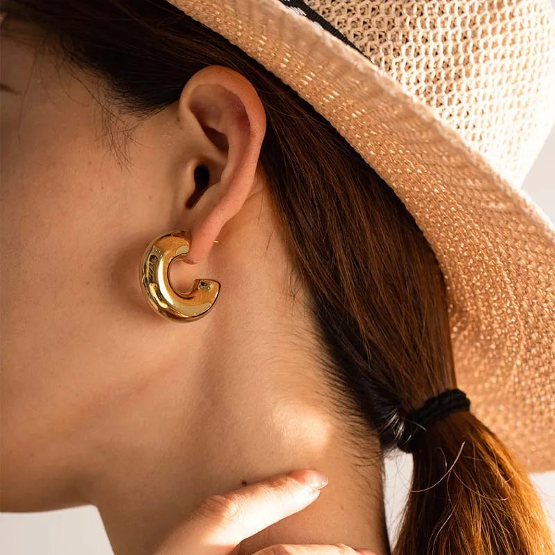 Roma – Argolas C‑Shape Chunky Minimalistas